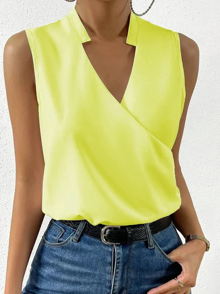 Stilla | Stilfuld Ærmeløs Dame Sommer Top Med V-Udskæring Casual Kvinder Bluse Online salg