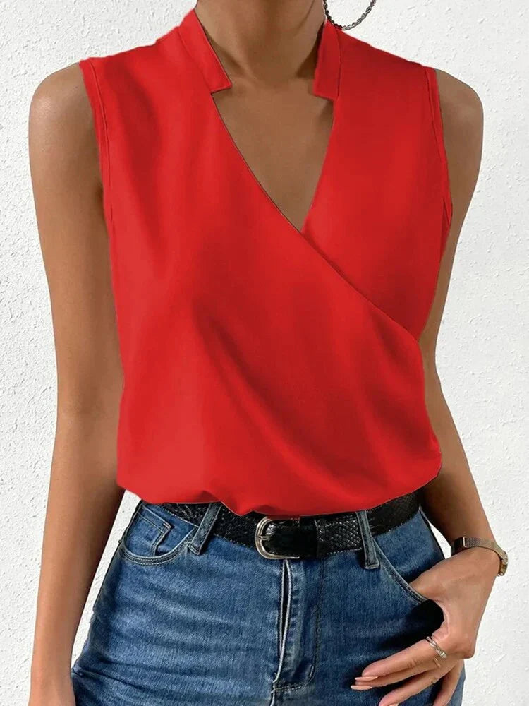 Stilla | Stilfuld Ærmeløs Dame Sommer Top Med V-Udskæring Casual Kvinder Bluse Online salg