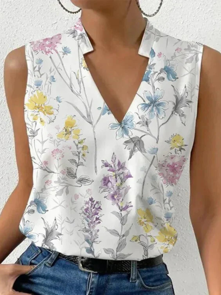 Stilla | Stilfuld Ærmeløs Dame Sommer Top Med V-Udskæring Casual Kvinder Bluse Online salg