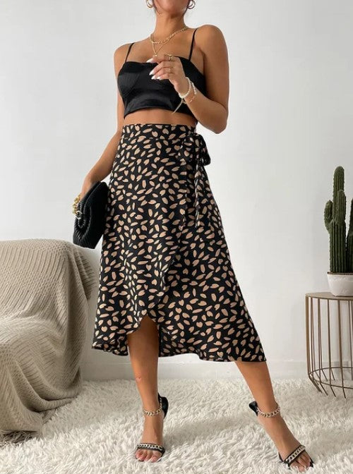 Stilla | Boho Afslappet Print Høj Talje Nederdel