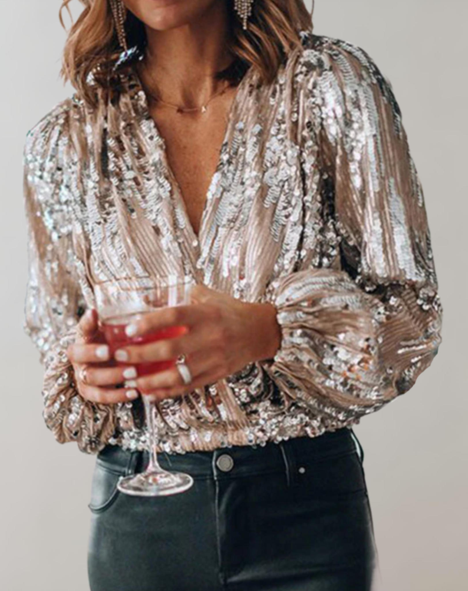 Stilla | Elegant Top Med Sølv Glitter