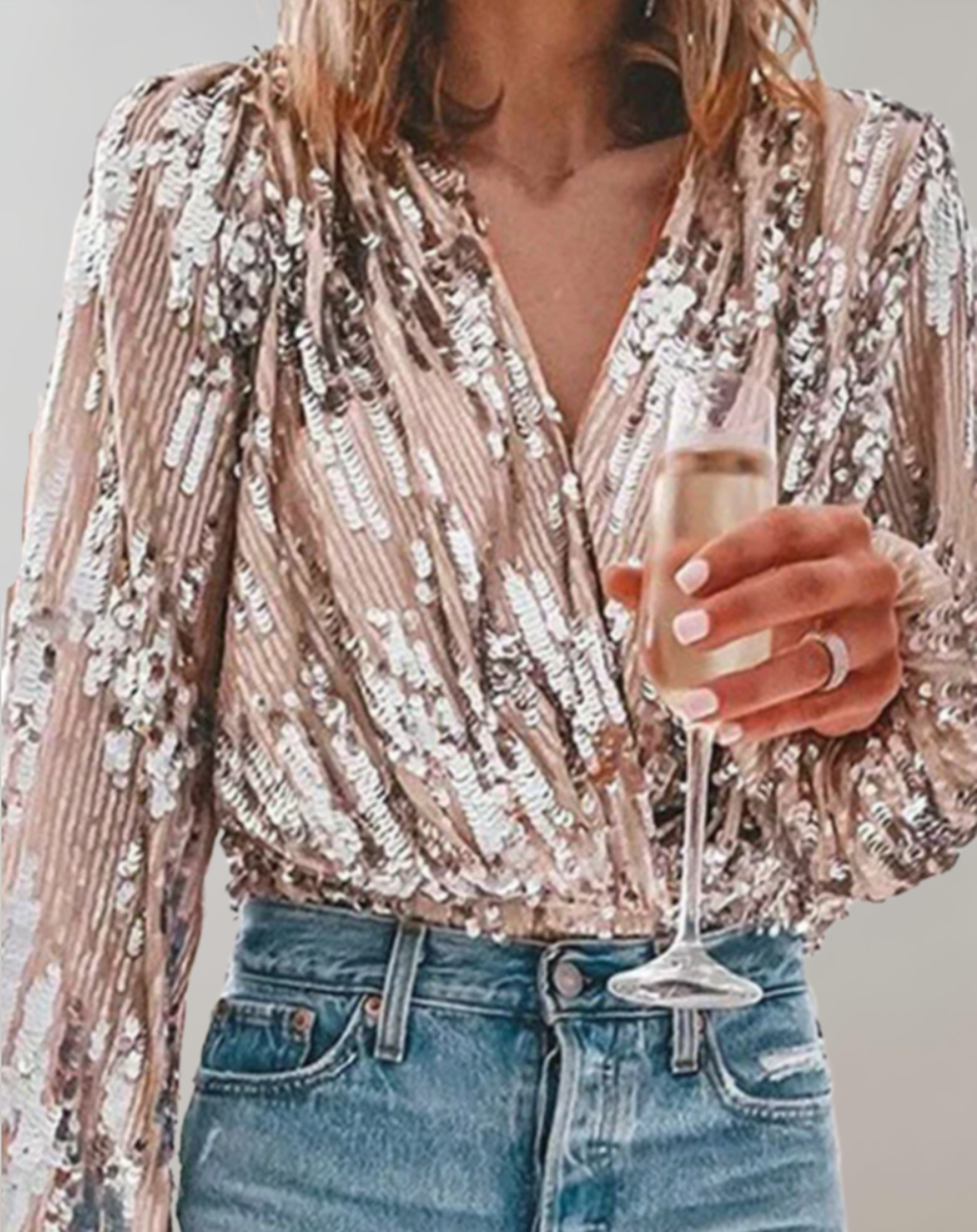 Stilla | Elegant Top Med Sølv Glitter