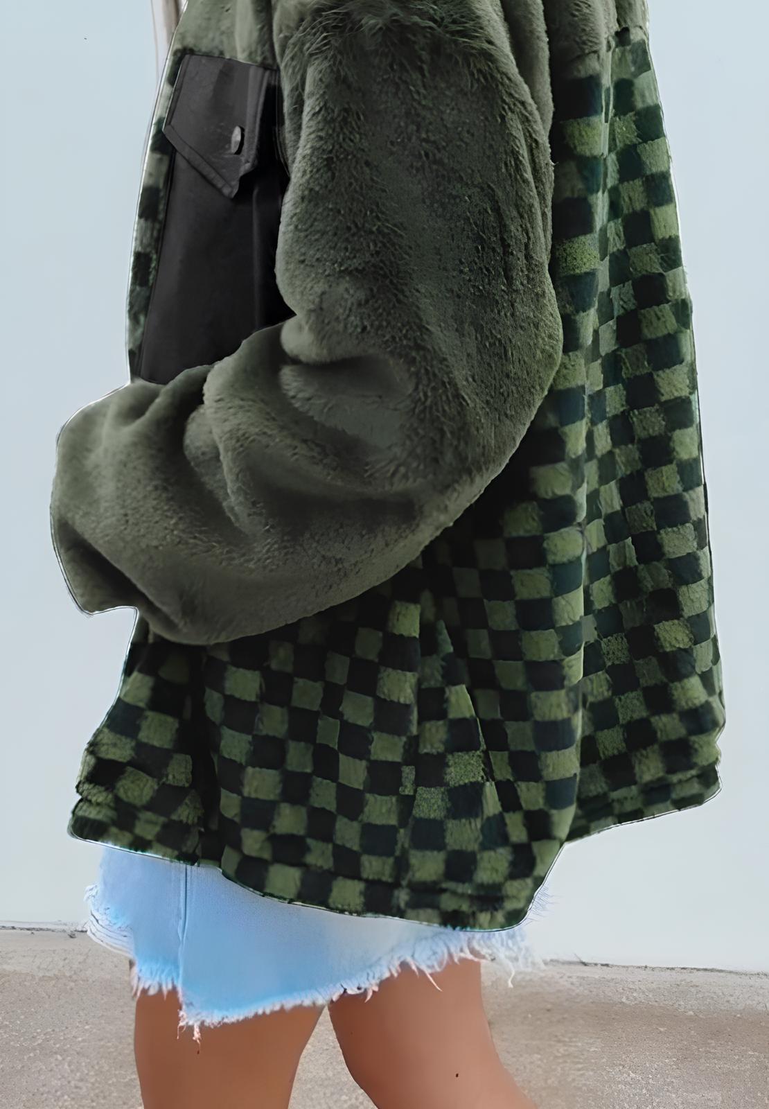 Stilla | Tjekket Krave Neck Snap Down Jakke Online salg