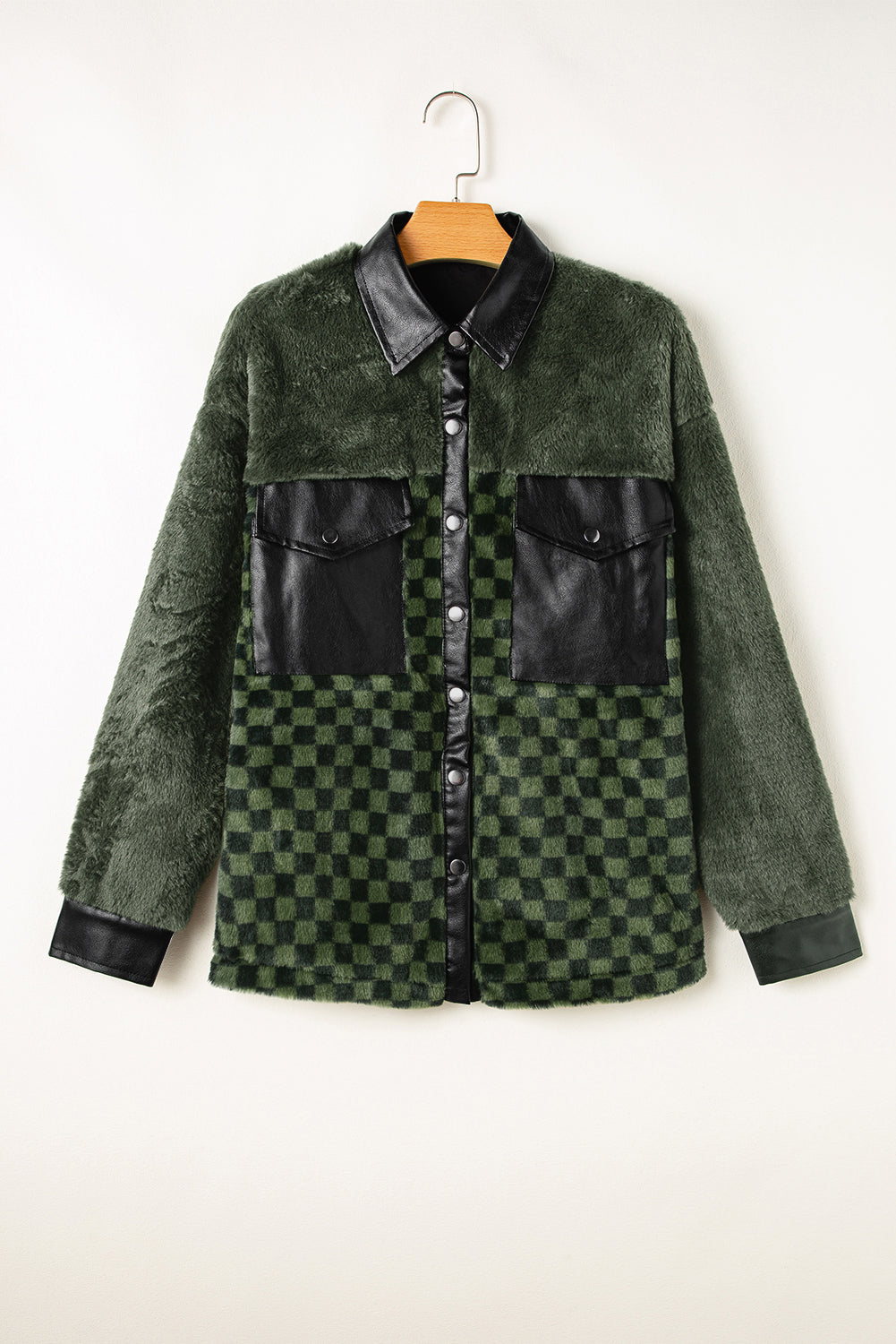 Stilla | Tjekket Krave Neck Snap Down Jakke Online salg