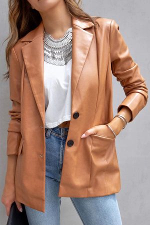 Stilla | Mode Affairs Lommer Faux Læder Blazer Rabat