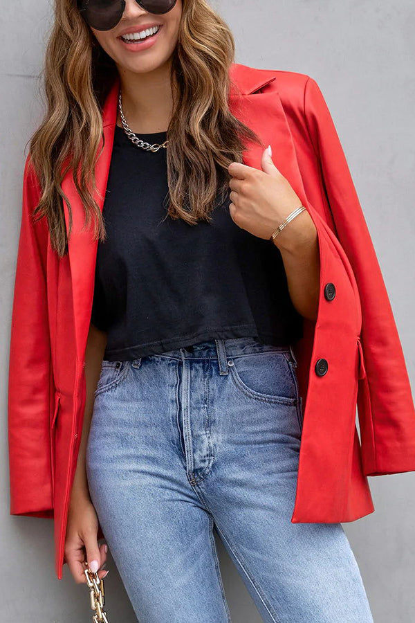 Stilla | Mode Affairs Lommer Faux Læder Blazer Rabat