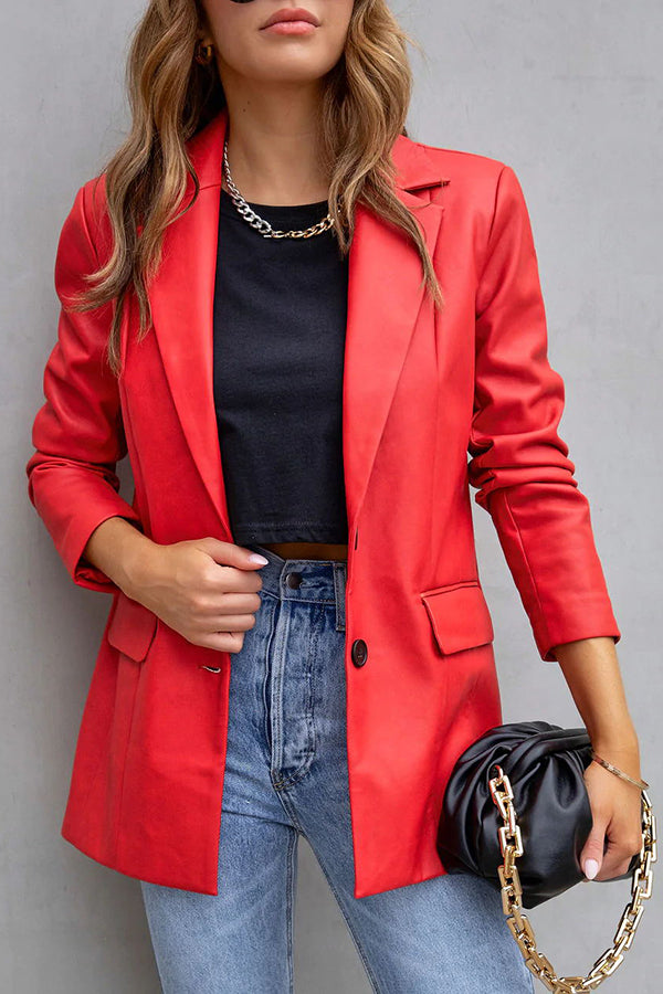 Stilla | Mode Affairs Lommer Faux Læder Blazer Rabat