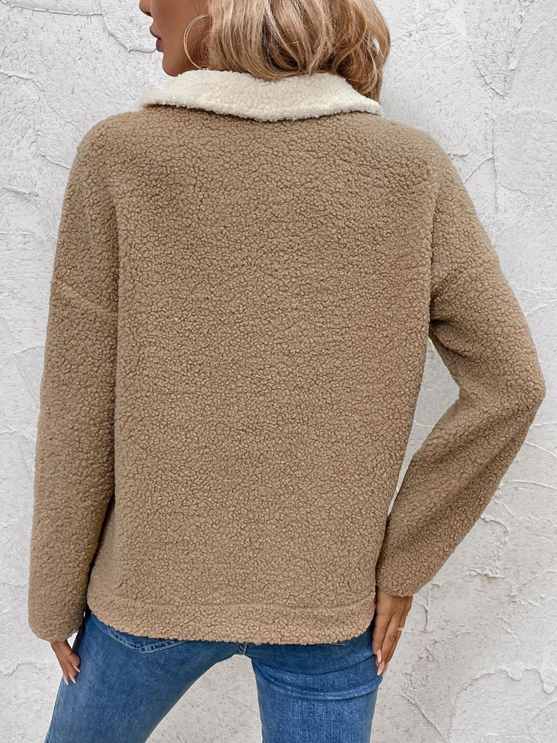 Stilla | Perfee Kontrast Halv-Zip Langærmet Sweatshirt