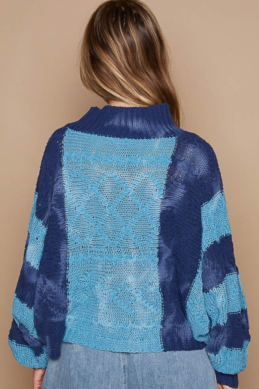 Stilla | Pullover Pol med ståkrave og farveblokdesign Online salg