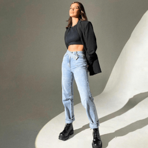Stilla | Bukser Damer Jeans Med Uregelmæssig Bælte Trendy & Casual
