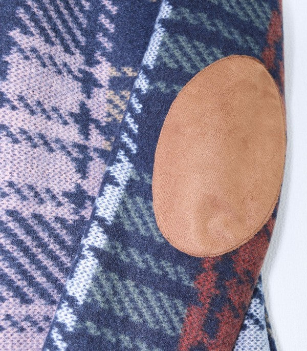 Stilla | Farvet Plaid Albue Patches Cardigan