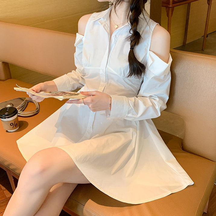 Stilla | Off Shoulder Vest Polo Krave Shirt Kjole
